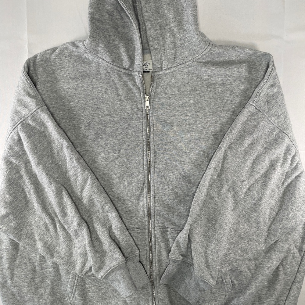 American Eagle Women’s XXL Gray Fleece Full Zip Hoodie Oversized Sweatshirt